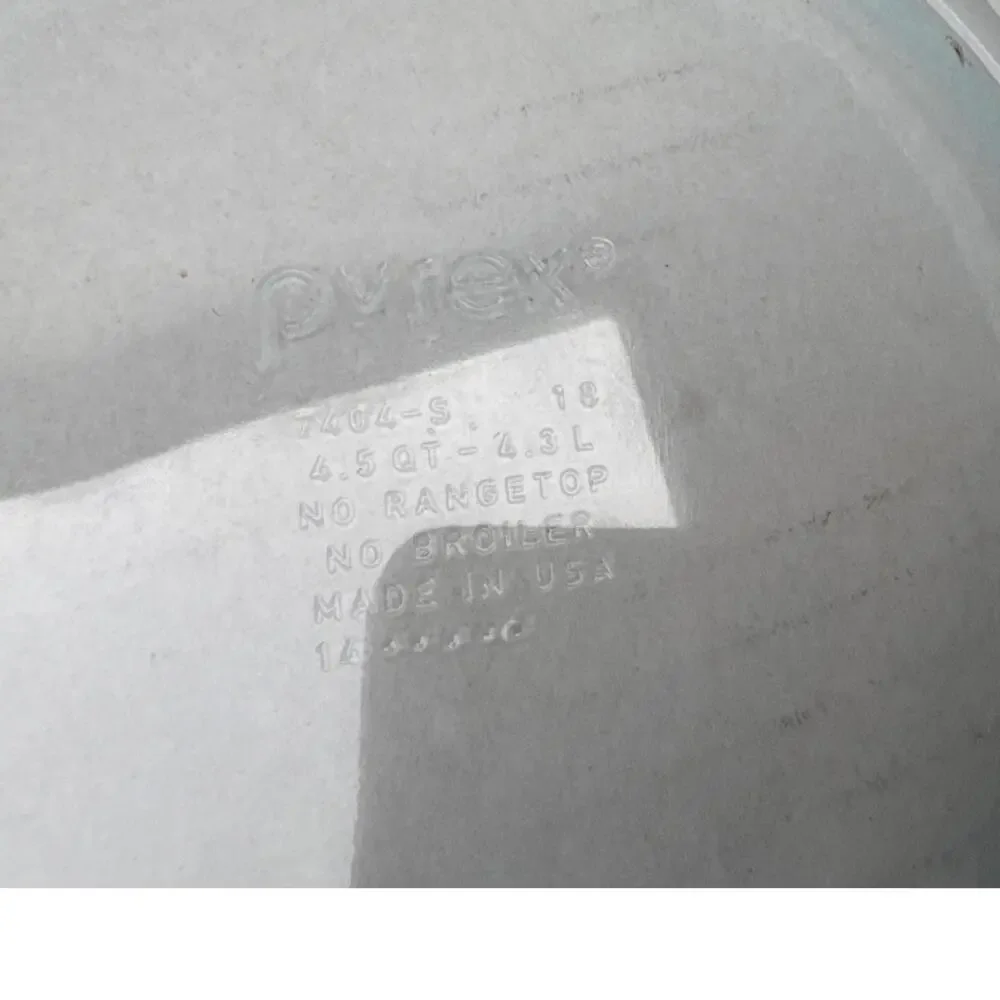Pyrex 7404-S Clear Aqua Tint Ribbed 4.5Q Mixing Bowl USA 4.3L No Lid